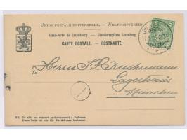 5 C. (1895) mit  Perfin "S.D."  auf Firmenkarte des "Eisenhütten-Actien-Verein Düdelingen", Stempel Dudelange 22.5.06, nach M