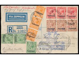 7. Südamerikafahrt 1933, &nbsp;Zuleitung &nbsp;Marokko - Britisches Postamt Tanger, &nbsp;Einschreibbrief mit Stempel Registe