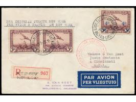 1. Nordamerikafahrt 1936,  Zuleitung  Belgien,  Luftpost-Einschreibbrief mit Belgien 4 Fr. auf 5 Fr. und Paar 5 Fr. nach Cinc
