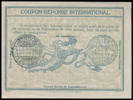 Internationaler Antwortschein  30 C., Muster Rom, Ausgabestempel  Mondorf les Bains  11.1.15, rechts unten winziger Eckbug
St