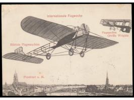 Ansichtskarte  Internationale Flugwoche Frankfurt,  mit 5 Pfg. Germania, Stempel Frankfurt 11.10.09, Bedarf nach Geisenheim
P