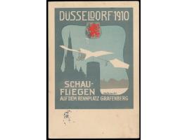 Sonderkarte  Schaufliegen Düsseldorf 1910 ... Rennplatz Grafenberg,  sign. Carl Deiker, Hrsg. Deutscher Luftflotten-Verein Dü