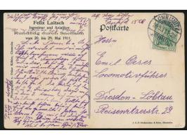 Ansichtskarte  Rundflug durch Sachsen , mit Flugzeug und Bild des Siegers  Felix Laitsch,  mit 5 Pfg. Germania, Stempel Chemn