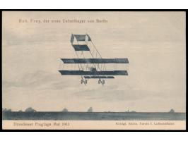 Ansichtskarte  Dresdener Flugtage Mai 1911  - Rob. Frey, der erste Überflieger von Berlin", Frankatur 5 Pfg., Stempel Dresden