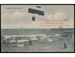 Sonderkarte  Deutscher Rundflug 1911,  roter Zudruck auf Ansichtskarte Flugplatz  Johannisthal,  ungebraucht
Stichwort: Berli