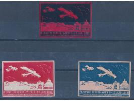 Fernflug Berlin - Wien  9.-12- Juni 1912, drei verschiedenfarbige Prägedruckvignetten, ungebraucht
Stichwörter: Schlesien, Vi