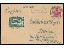 10 Pf. Germania und 40 Pf. Flugpost auf  Luftpostkarte  mit Stempel  Westerland Luftpost  15.9.20 an den Norddeutschen Lloyd 