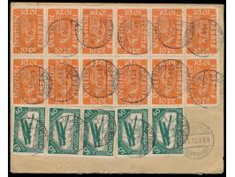 Luftpostbrief mit rückseitig  Flugpost-Ausgabe  12 x 10 Pf. und 5 x 40 Pf., Stempel  Stettin-Flugplatz  15.7.22 nach Hagen in