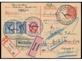 Erstflug Breslau - Brünn &nbsp;21.4.1927, Ganzsache 15 Pf. mit Zusatzfrankatur als &nbsp;Einschreiben-Luftpostkarte, &nbsp;So