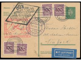 Do X-Flug,  4 x 100 Pf. auf Ganzsache 8 Pf. mit Aufgabestempel  Friedrichshafen (Bodensee)  13.11.30 via Rio nach New York,, 