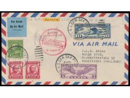 Luftpostbrief mit  US-Frankatur  20 C. nach Holland, Stempel  U.S. Ger. Sea Post S.S. Europa  8.8.1931, mit  Schleuderflug na