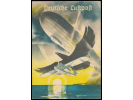 Faltblatt "Deutsche Luftpost", Ausgabe 1935, mehrfarbig, 8 Seiten, mit Angabe der Luftpostverbindungen und Gebühren (letztere