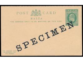 Ganzsachen-Doppelkarte 1/2 d. + 1/2 d. Eduard VII., nur mit  Aufdruck Specimen  bekannt
