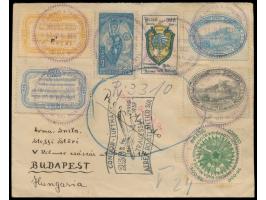 Luftpost-Einschreibbrief mit Brasilien-Sondermarken-Frankatur nach Ungarn, violetter Stempel &nbsp;Natal / Rio G. do Norte &n