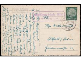 Ansichtskarte mit 6 Pf. Hindenburg, Stempel Salzgitter 6.4.39 und PSt II-Stempel  Segelflieger-Schule Gitter über Salzgitter,