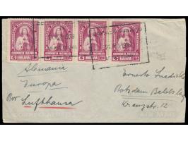 Luftpostbrief aus Bolivien  mit Condor-Lufthansa nach Potsdam, Bolivien-Sondermarken-Frankatur Eucharistischer Kongress 2 x 5