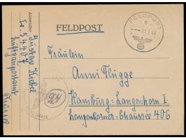 Feldpost-Faltbrief mit Stempel Feldpost UB g 31.7.44 nach Hamburg, Absender ... FPNr. L 54407 = 10. Batterie Flak-Regiment 15