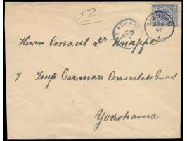 Vorläufer  20 Pf. mit Stempel  Shanghai  10.9.97 auf Brief mit rückseitig brauner  Prägedruck-Siegelmarke  "Kaiserl. Deutsche