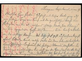 Vorläufer-Ganzsache  10 Pf. nach München, geschrieben in "Zining am Kaiserkanal, 10. Jan. 98", Stempel  Tientsin  18.2.98, Le