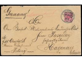 Gesandtschaftsschutzwache Peking,  Dt. Reich 10 Pf. auf Brief zum  Marinetarif  nach Deutschland, Stempel  Tientsin KDPAg  20