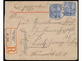 Stempel  K. D. Feld-Poststation No. 8  19.6.(1901) auf  Einschreibbrief  mit 2 x 20 Pf. Petschili-Aushilfsausgabe 20 Pf. Germ
