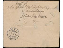 Stempel  K. D. Feld-Poststation No. 8  19.6.(1901) auf  Einschreibbrief  mit 2 x 20 Pf. Petschili-Aushilfsausgabe 20 Pf. Germ