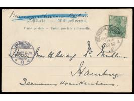 Stempel Deutsche Seepost  Ost-Asiatische Linie a  20.10.02,  Dampfer Kiautschou  auf der Ausreise in Port Said, dekorative Li