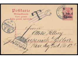 Ganzsache 4 C. nach Deutschland, aufgeliefert beim chinesischen Postamt Shanghai, Stempel Shanghai 4.11.1905, chinesischer T.