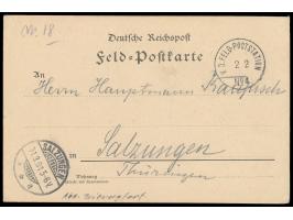 7 Feldpost-Vordruckkarten einer Korrespondenz nach Salzungen (6) bzw. Karlsruhe (1), alle mit Stempel  K. D. Feld-Poststation
