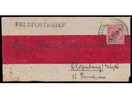 Holzstempel  Kaiserlich Deutsche Feldpost China 1900  (sogenanntes "Wagenrad", Type II) als  Entwertung  auf Rotbandbrief mit