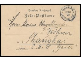 Stempel  Hankau  10.11.00 auf Feldpost-Vordruckkarte  an S.M.S. Geier  in Shanghai, Bedarf
Stichwörter: Feldpost bis 1920, Ma