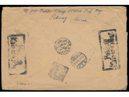 Feldpostbrief mit Stempel  Peking  4.3.01 nach Celle, R2 S.B. 1/1. Oa. J.R., rückseitig handschriftliche Absenderangabe "Gefr