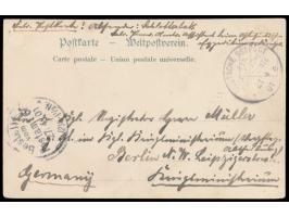 Stempel Deutsche Seepost  Ost-Asiatische  Hauptlinie * e  21.4.01, Dampfer Hamburg in Port Said, auf dekorativer Litho-Ansich