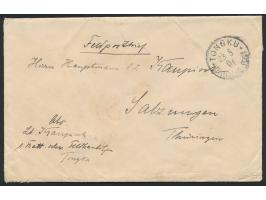Feldpostbrief mit Stempel  Tongku  23.5.01 nach Deutschland, rückseitig zwei rote  Lacksiegel "Ostas. Exped. Korps 1. Batt. s