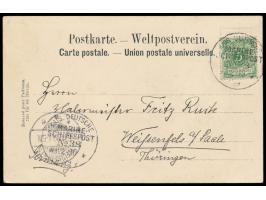 Stempel  MSP No. 38  2.10.99,  S.M.S. Gefion  in Tsingtau, Frankatur Dt. Reich 5 Pf., Ansichtskarte "Chinesische Frau mit Kin