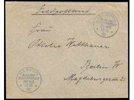Stempel  MSP No. 43  12.10.00,  S.M.S. Fürst Bismarck,  während der Liegezeit in  Taku,  zwei Abschläge auf Feldpostbrief nac