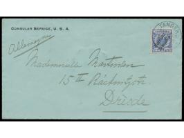 25 C. auf Brief mit Stempel  Tanger  6.3.00 nach Dresden, vorderseitig Absendereindruck  Consular Service, U.S.A.,  rückseiti