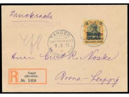 Einzelfrankatur 30 C. &quot;Marocco&quot; auf Einschreiben-Drucksache, 2 x Stempel &nbsp;Tanger (Marokko) b &nbsp;9.8.11, R-Z