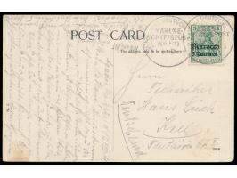 Stempel  MSP No. 80  1.9.11,  S.M.S. Eber,  auf Ansichtskarte von Marrakesch, geschrieben in  Agadir 12.8.1911,  während der 
