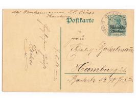 Stempel  Larasch (Marokko)  8.5.14 auf Ganzsache 5 C. nach Hamburg, Grußtext
