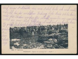 Ansichtskarte eines Deutschen im &nbsp;Kriegsgefangenenlager Mazagan &nbsp;mit violettem Zensursiegel &quot;Subdivision de Ca