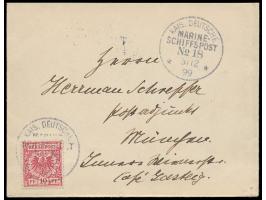 Stempel  MSP No. 18  31.12.99,  S.M.S. Gneisenau,  während der Mohamedaner-Unruhen  in Beirut,  zwei Abschläge auf Brief nach