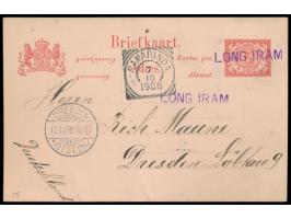 Niederländisch-Indien,  7 Belege (Ganzsachen und Postkarten) mit  Langstempeln:  Batang (1904), Emmahaven (1901), Kalibat (19