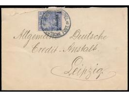 1 Pia. mit  Firmenlochung "BIO"  (Banque Impériale Ottomane") auf Brief  nach Leipzig, Stempel  Constantinopel 1 a  29.5.02, 