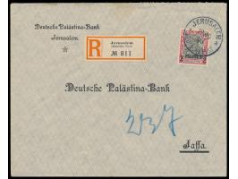 Einzelfrankatur 2 Pia. auf  Einschreibbrief  mit Stempel  Jerusalem a  19.10.03 nach Jaffa, besserer R-Zettel Einfeldt Nr. 3,