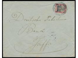 2 Pia. mit  Firmenlochung "BIO"  auf Brief 2. Gewicht mit Absendereindruck "Banque Impériale Ottomane", Stempel  Constantinop