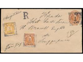 Niederländisch-Indien,  Ganzsachenumschlag 10 C. mit Zusatzfrankatur 2 1/2 C. und 10 C. als  Einschreiben  mit Vierkantstempe
