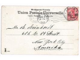 2ß Para auf Ansichtskarte aus Jerusalem nach New York, geschrieben in Jerusalem am 26.1.1906, Stempel  Jaffa  28.1.06, vorder