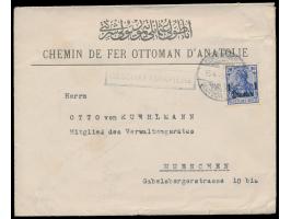 Brief mit vorderseitigem Absendereindruck  "Chemin de Fer Ottoman d´Anatolie / Direction"  mit 1 Pia. als  "Geschäftspapiere"