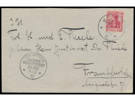 Stempel  MSP No. 52  9.12.12,  S.M.S. Vineta,  letzter Tag des Aufenthalts in  Konstantinopel,  zwei Abschläge auf Brief mit 